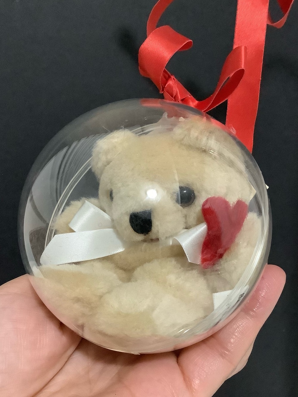 Vintage Collectible 1983 SAY 968 Teddy Bear in Clear Round Ball Ornament